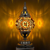 Marrakech Turkish table lamp with bronze base close-up highlighting craftsmanship for ambient living room lighting