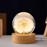 MARZIUS flower crystal ball night light with wooden base enhances desk ambience.