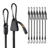 Masterwise 8PCS adjustable bungee cords length adjustment enables versatile cargo securing.