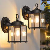 MATAMEYE outdoor wall lantern with beveled glass for inviting entryways at night