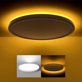 Matane 12-inch LED flush mount with night light illuminates rooms with a soft ambient glow.
