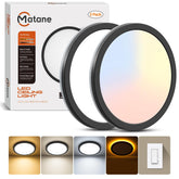 Matane 2Pack dimmable flush mount with night light for bedroom ambience.