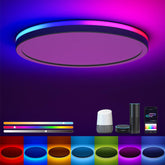 Matane smart LED ceiling light, front view, adds a sleek, modern bedroom look