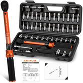 Matework 50pc bike torque wrench set in case enables organized maintenance.