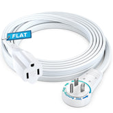 Maximm 360° rotating flat-plug extension cord shown in a tidy desk setup for clutter-free power access.