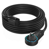 Maximm cable with 360° rotating flat plug for flexible outlet access in tight spaces.