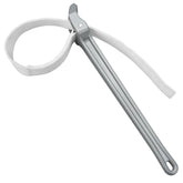 MAXPOWER strap wrench with 18-inch handle delivers strong torque for oil filter work.