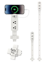 Maxsure Outlet Extender Stick shown at full extended length behind furniture for easy access.