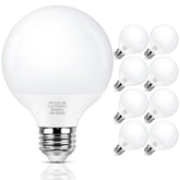 MAXvolador G25 LED globe bulb close-up with 5000K daylight glow for makeup clarity