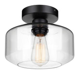 MAXvolador industrial semi flush mount with glass shade, ideal for hallways.