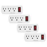 Maxxima 3-outlet grounded wall plug front view adds flexible extra outlets for devices.