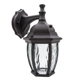 Maxxima LED outdoor wall light front view with black frame for porch illumination