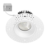 Maxxima trimless downlight front view showing seamless ceiling integration for a clean look