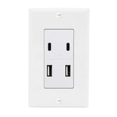 Maxxima USB receptacle outlet with four ports enabling simultaneous charging at home or office.
