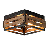 MAYNA farmhouse ceiling light with two rustic lamps enhances entryways