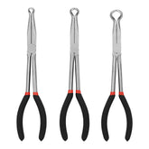 Mayouko 3PCS 11-inch long-reach hose grip pliers set for secure clamping in tight spaces.
