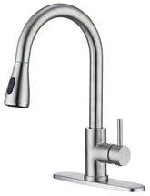 MAYYAYA kitchen faucet pull-down sprayer in brushed nickel for easy cleaning