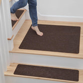 MBIGM non-slip stair tread 30x30 brown landing rug improves safety on stairs.