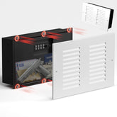 Mboko hidden wall safe with vent cover blends into the wall for discreet storage.
