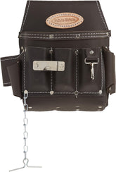 McGuire-Nicholas 526-CC brown electrician pouch front view with accessible tool pockets