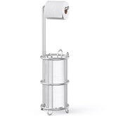 Meangood four-roll storage atop the toilet paper holder stand for handy backups