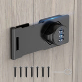 MeBantoo password hasp lock installation view, rugged zinc alloy construction for secure cabinets.