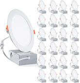 Meccein 24-pack 6-inch LED downlight emphasizes energy efficiency and bright, even ceiling lighting.