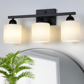 Mecgirn milk glass vanity light with three-shade design for soft, even bathroom illumination.