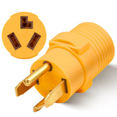 MECMO 3 to 4 prong dryer adapter connected to a modern 4-prong outlet