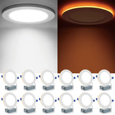 Meconard 12-pack 6-inch canless downlights create a clean ceiling finish.