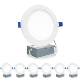 Meconard 6-inch ultra-thin LED downlight installed in ceiling for bright, even lighting