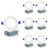 Meconard 6-pack 4-inch LED recessed lights with J-box for versatile ceiling lighting.