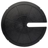 Medoore sump cover 17-7-inch top view with precise fit for basins and wells.