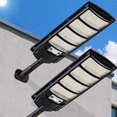 Mejiulug solar street light with 80000LM brightness, outdoor waterproof for driveways.