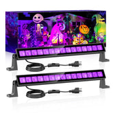 Meloght 45W LED black light bar in use for a glowing party ambiance