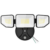 Meloght 65W dusk-to-dawn flood light with three heads for wide yard illumination.