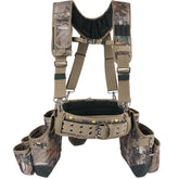 MELOTOUGH camo tool belt front view shows organized carry system for quick access.