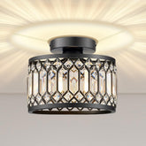 Melovom Crystal Ceiling Light front view showcases elegant crystals for living spaces.