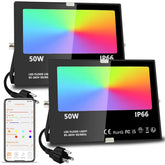 MELPO LED flood light outdoor packaging shows compact, easy-install design.