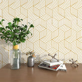 MelunMer geometric wallpaper gold hexagon roll for chic wall accent