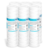 Membrane Solutions 20 micron string-wound filter captures sediment before appliances.