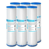 Membrane Solutions 50 micron pleated sediment filter in a housing for whole-house filtration.