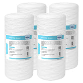Membrane Solutions WPP-F10B-5 packaging displaying a four-pack sediment filter kit for home use.