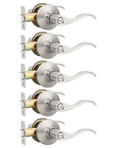 Mengico privacy lever close-up in satin nickel finish for interior doors.