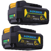 MENSSDA two-pack 6Ah battery for DW 20V Max with strong runtime