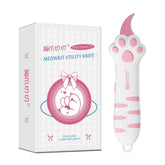 MEOWKIT cat paw box cutter pink handle close-up for secure grip