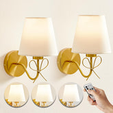 Mesuz battery wall sconces set of two with remote control for flexible lighting.
