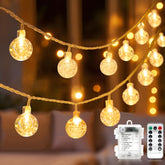 Metaku Globe String Lights with crystal globes for bright outdoor ambiance