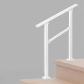 Metty Metal handrail for outdoor 2-step white steps offers sturdy support.
