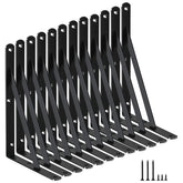 MHMYDZ 12-pack heavy-duty shelf brackets; matte black finish for sturdy wall storage